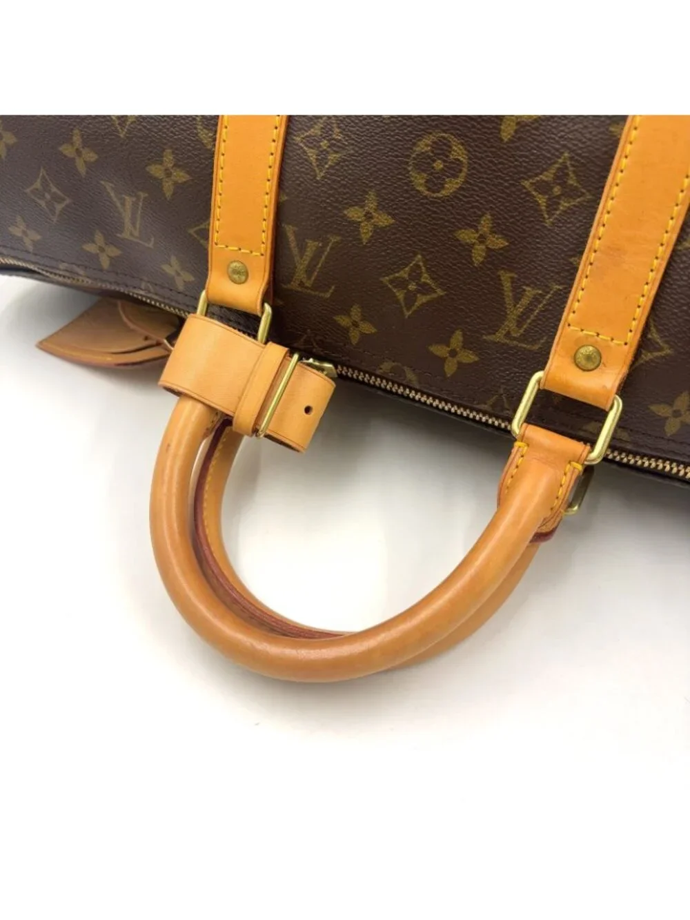 Louis Vuitton Keepall Bandouliere 50 Monogram Leather Brown Boston Bag Gold - Picture 5 of 15